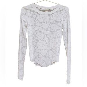 Free People | White Flower Crewneck Top